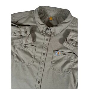 Carhartt FR Force Beige Flame Resistant Button Down Long Sleeve Shirt Women's XL